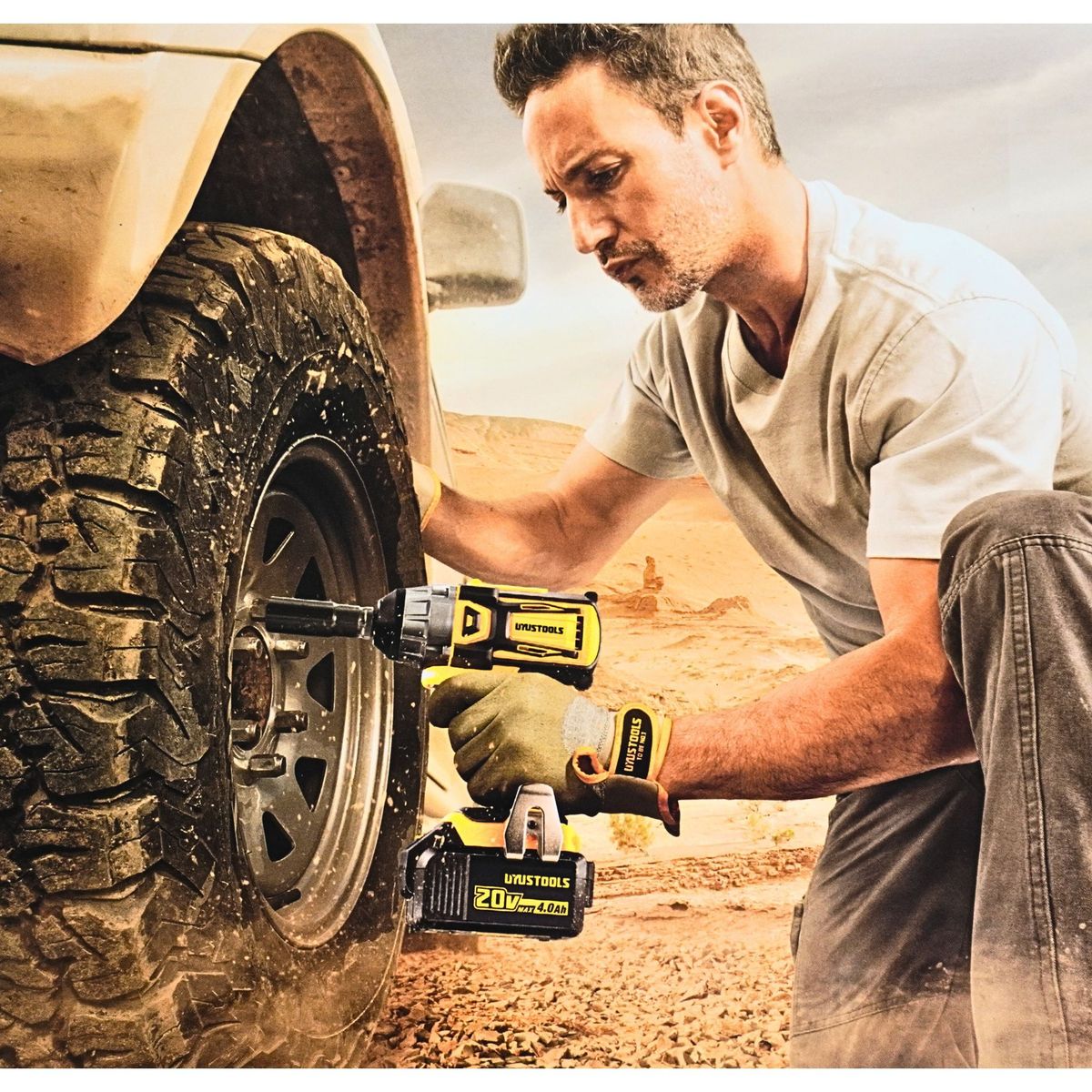 UYUSTOOLS - Llave de Impacto 1 /2" Inalámbrica 20V BRUSHLESS 2 baterías,