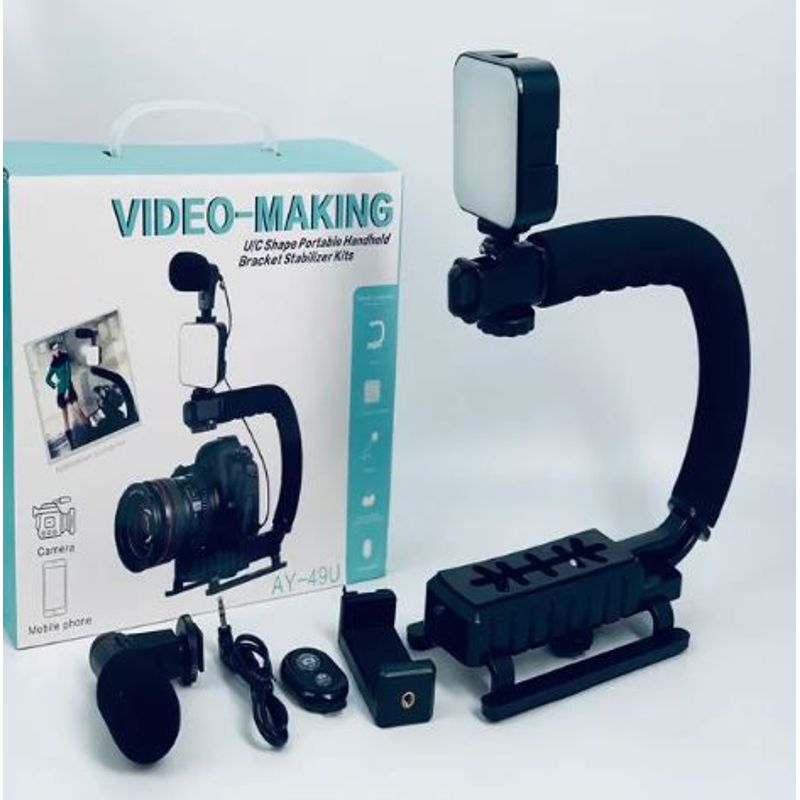 GENERICO - Estabilizador de cámara portátil AY49U con micrófono y luz