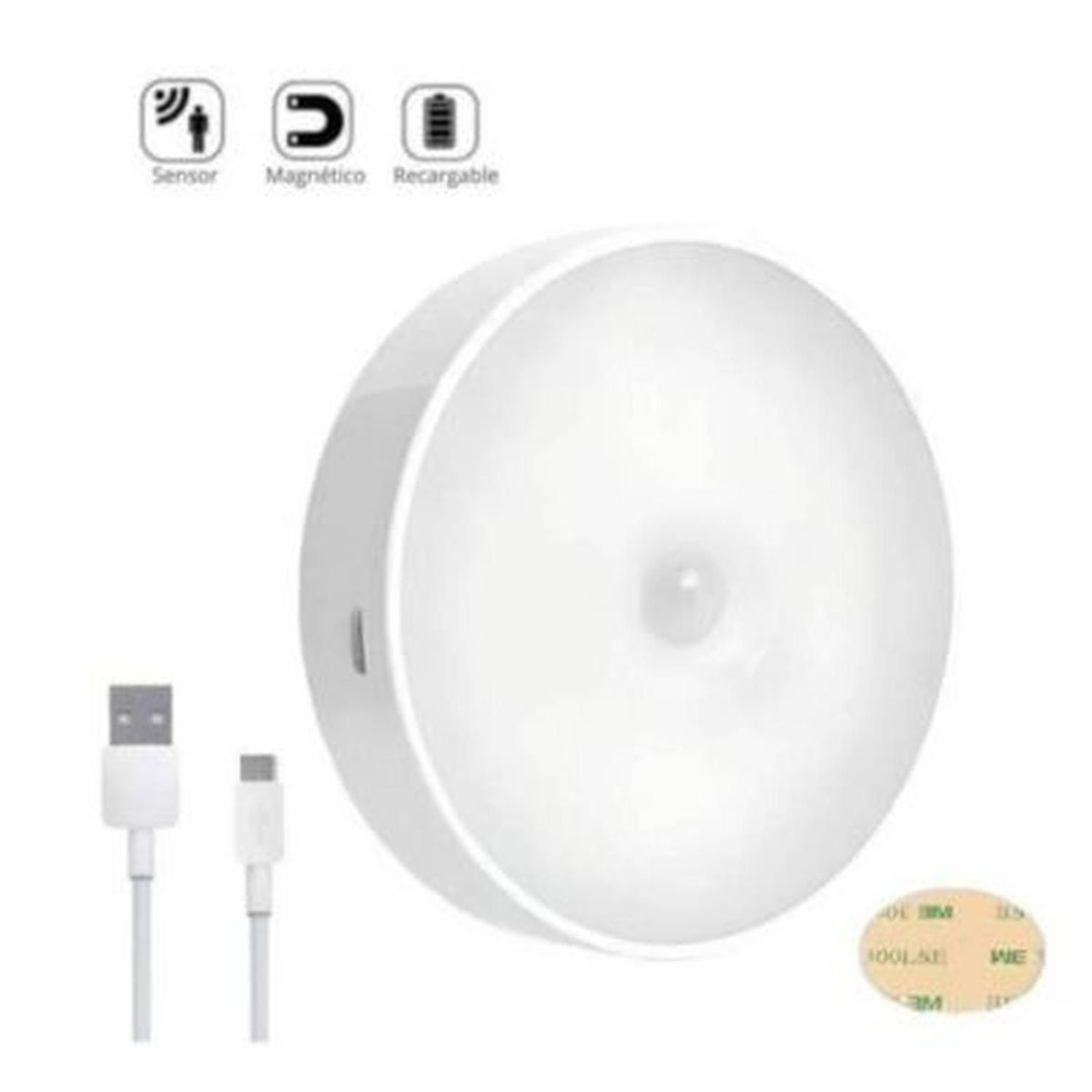 GENERICO - Pack de 2 Focos lampara led con sensor recargable