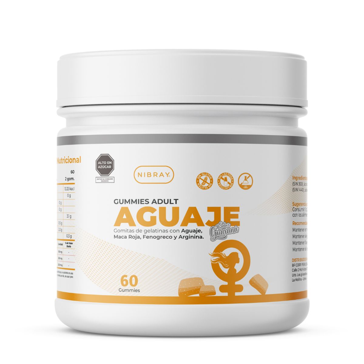 NIBRAY - Aguaje Maca Roja Fenogreco y Arginina Gummies Adult