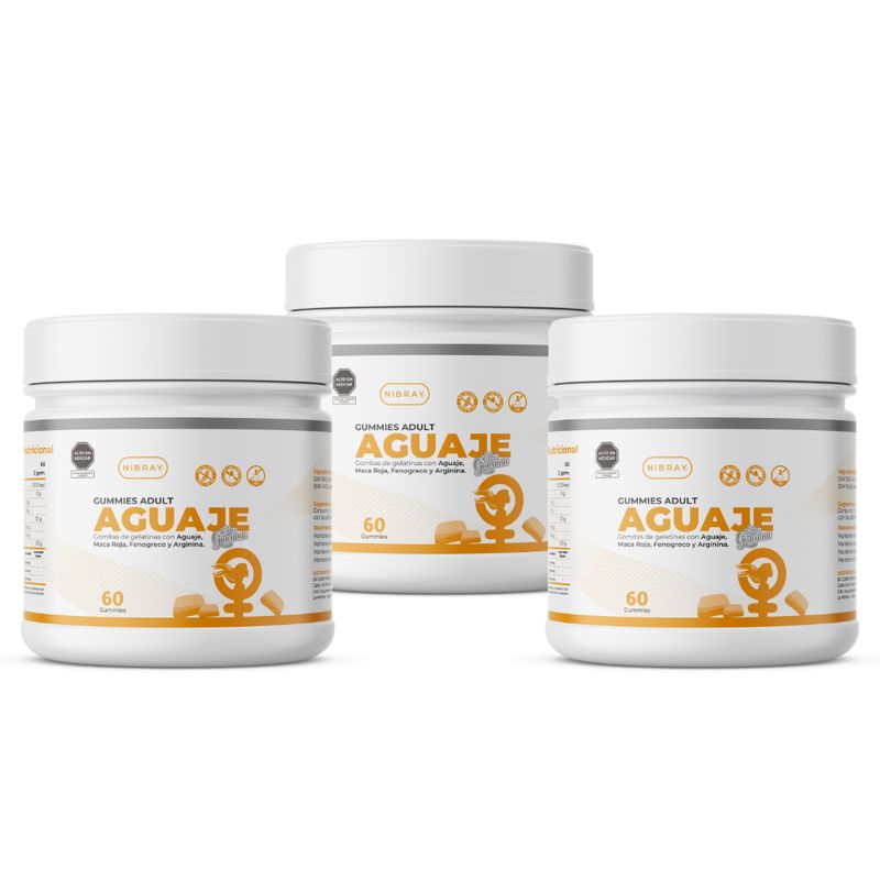 NIBRAY - Aguaje Maca Roja Fenogreco y Arginina Pack 3x2 Gummies Adult
