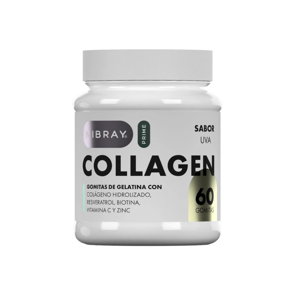 NIBRAY - Colageno Resveratrol Biotina Zinc 2 Frascos Nibray Prime