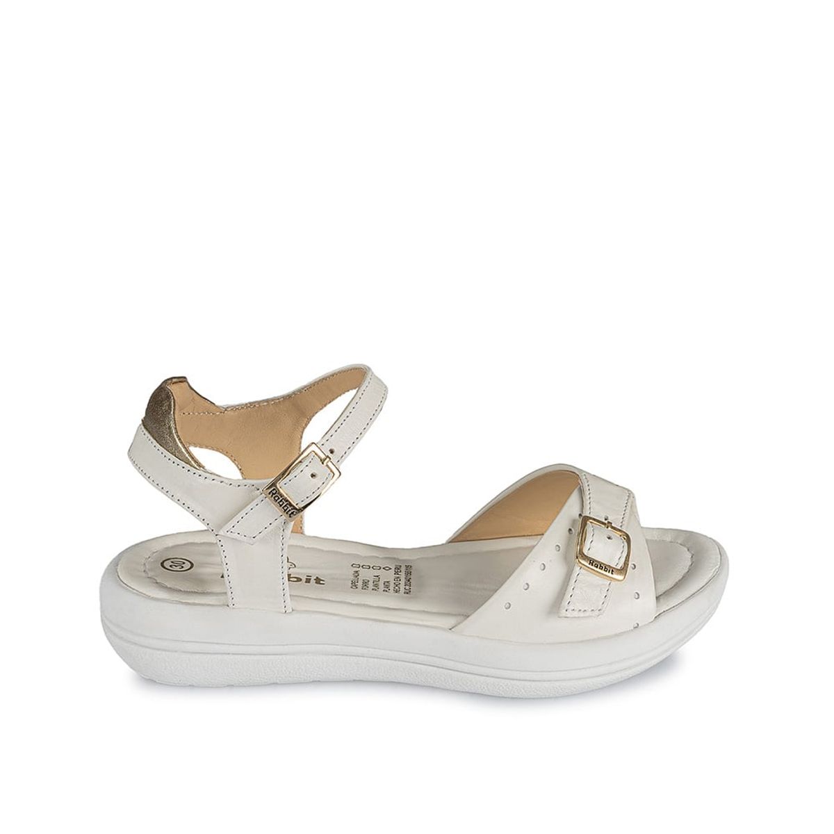 RABBIT - Sandalia D'orsay Casual LIA-122 Blanco Rabbit Cuero
