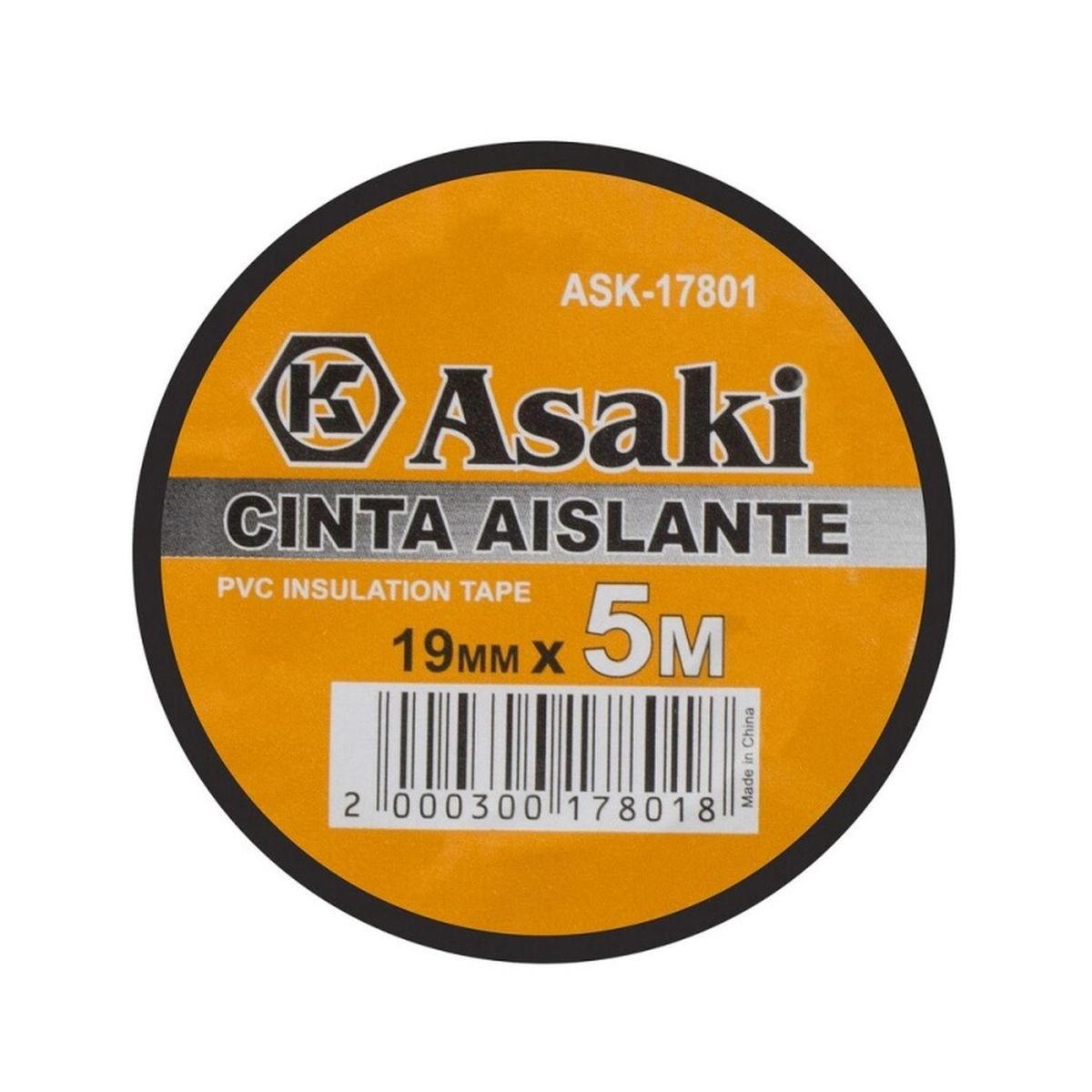 ASAKI - Cinta Aislante de Pvc Negra 19mm x 5mtrs Asaki ASK17801