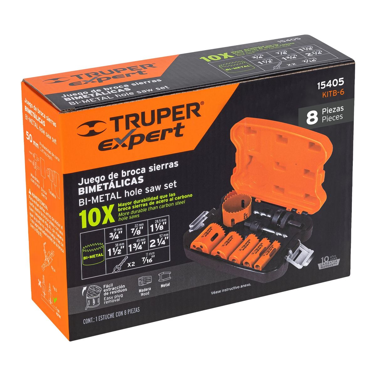 TRUPER - Juego de 11 brocasierras bimetálicas y 2 mandriles