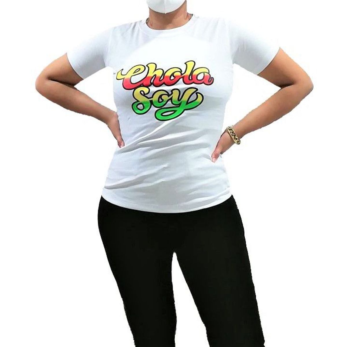 GENERICO - Polo mujer manga chola soy - Nathalie Love It - Blanco