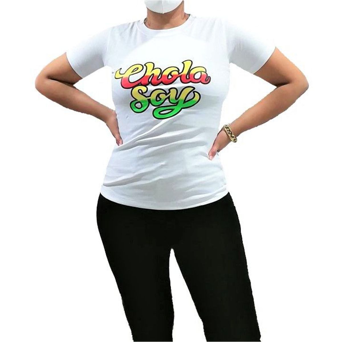 GENERICO - Polo mujer manga chola soy - Nathalie Love It - Blanco