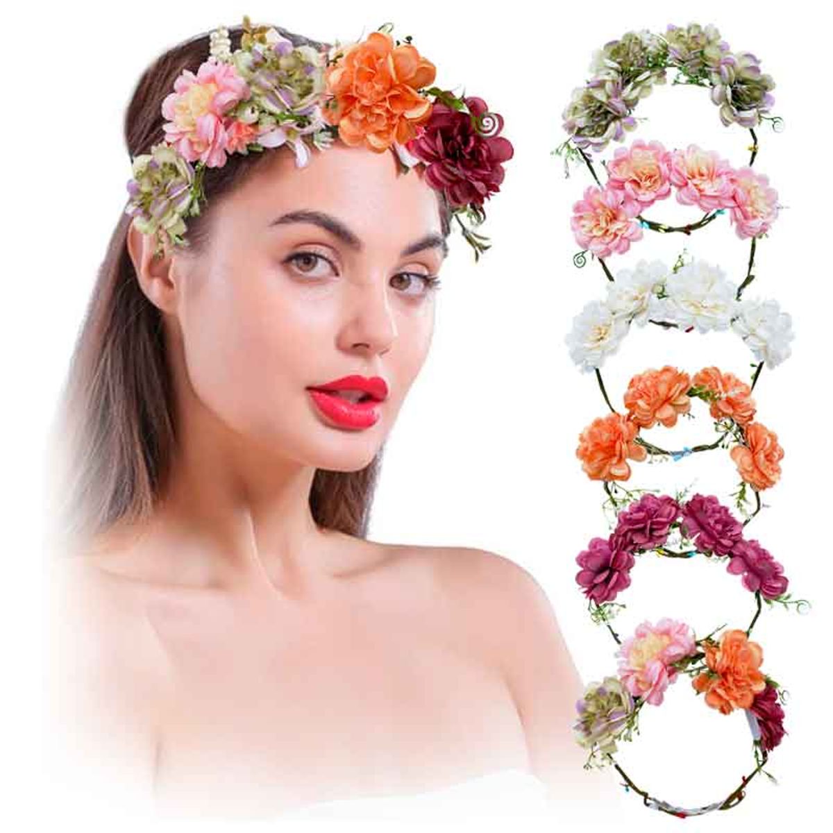 GENERICO - DIADEMA  /VINCHA de Flores artificiales 2 UNIDADES