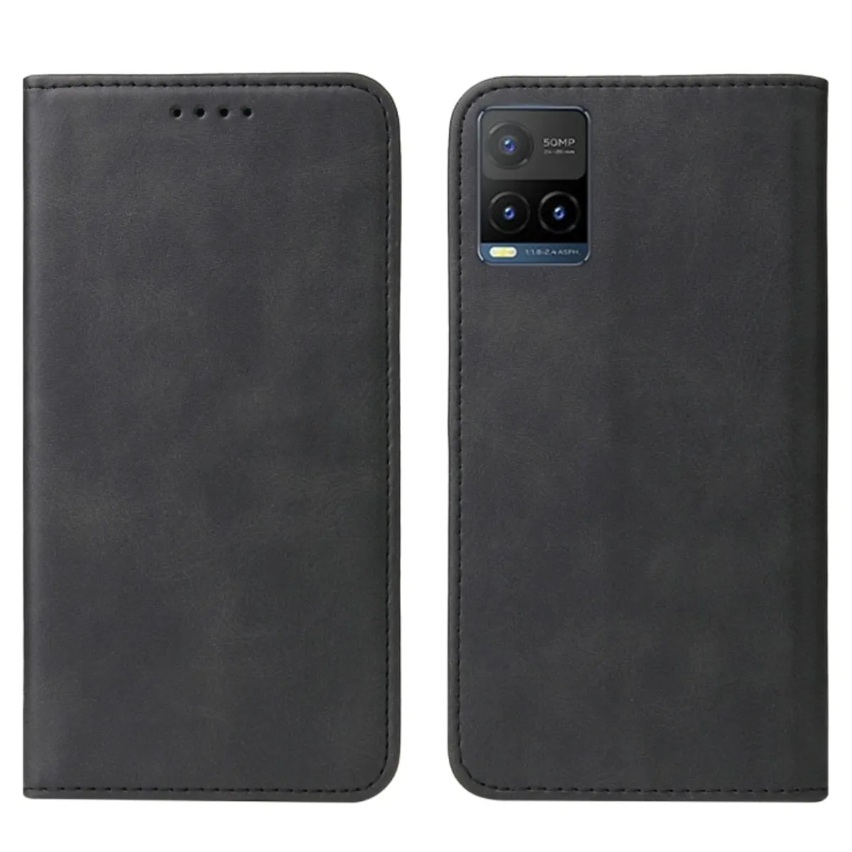 GENERICO - Funda Case para Vivo Y21S Flip Cover Negro Antishock Resistente