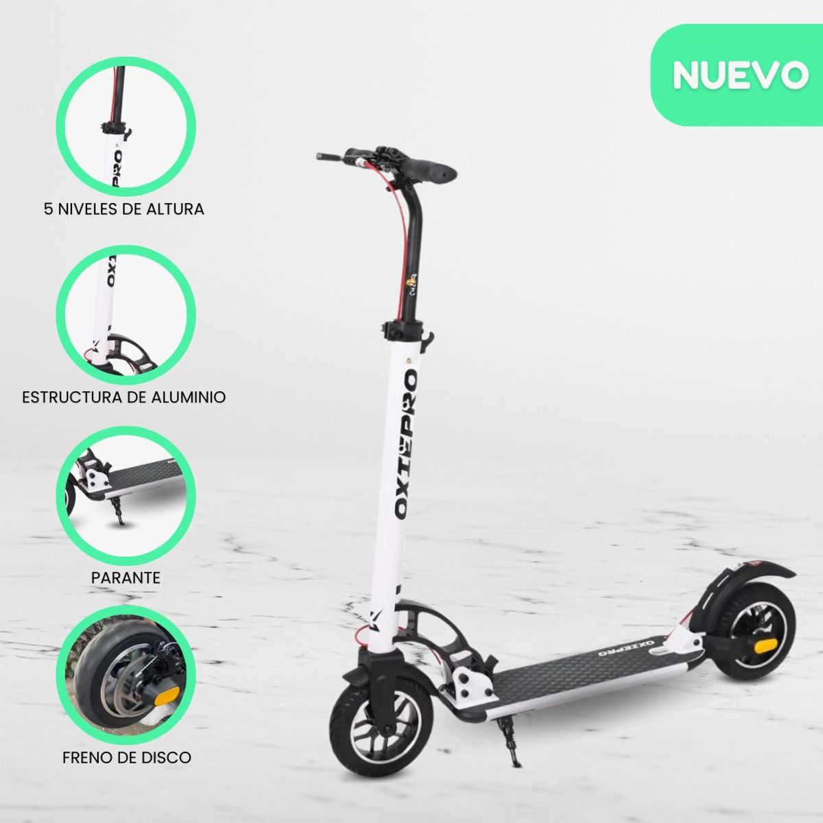 OXIEPRO - Scooter Grande de Aluminio «URPI» White