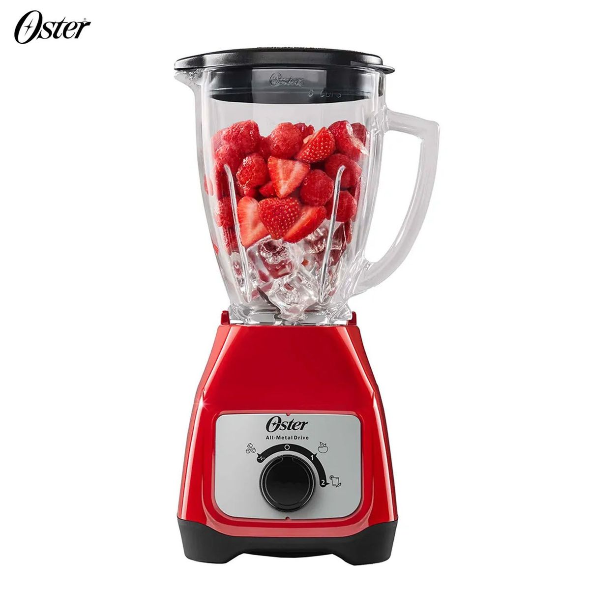 OSTER - Licuadora Oster vaso de vidrio y control de perilla BLSTKAGRRD Rojo