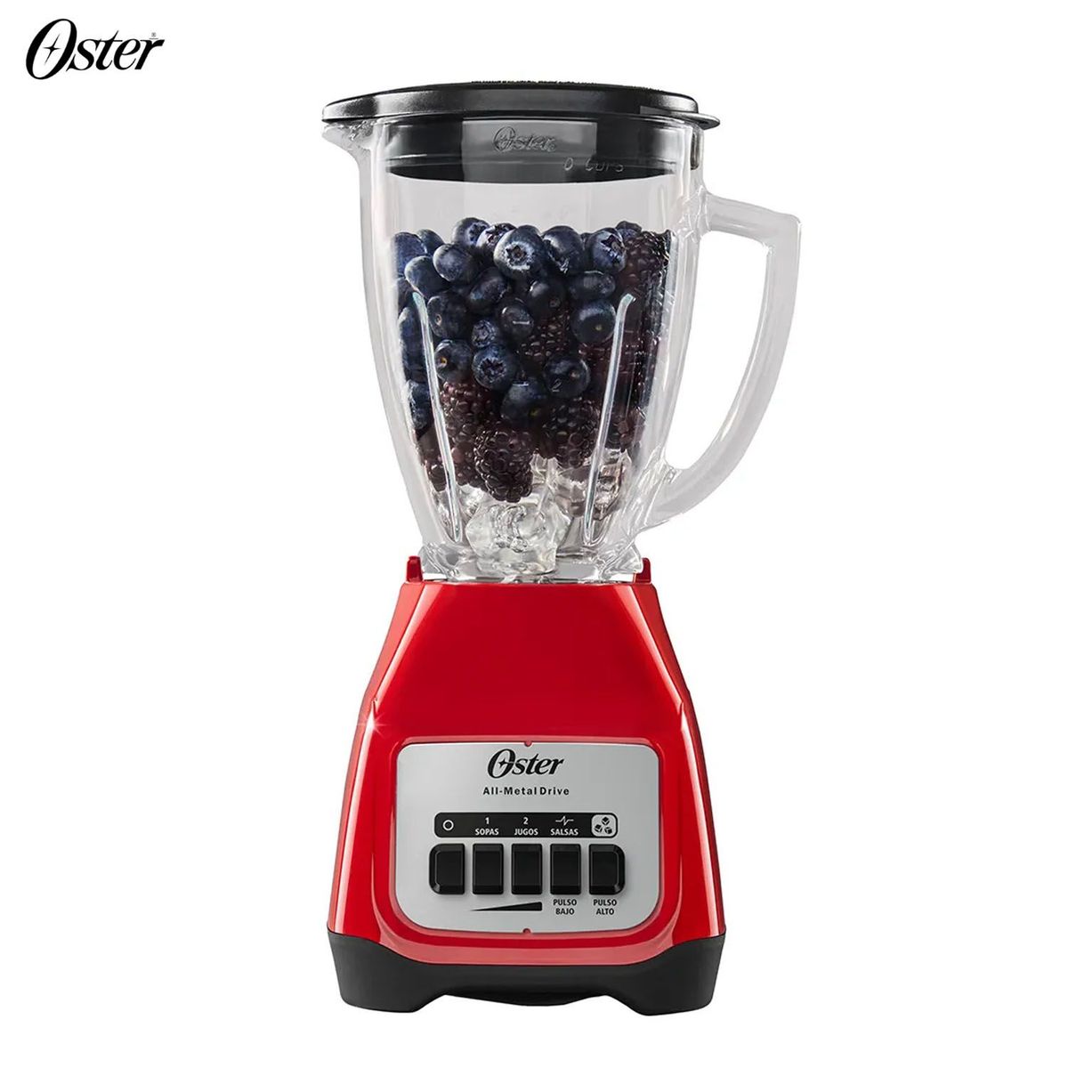 OSTER - Licuadora Oster 2 velocidades y vaso de vidrio BLSTKAGRPB - Rojo