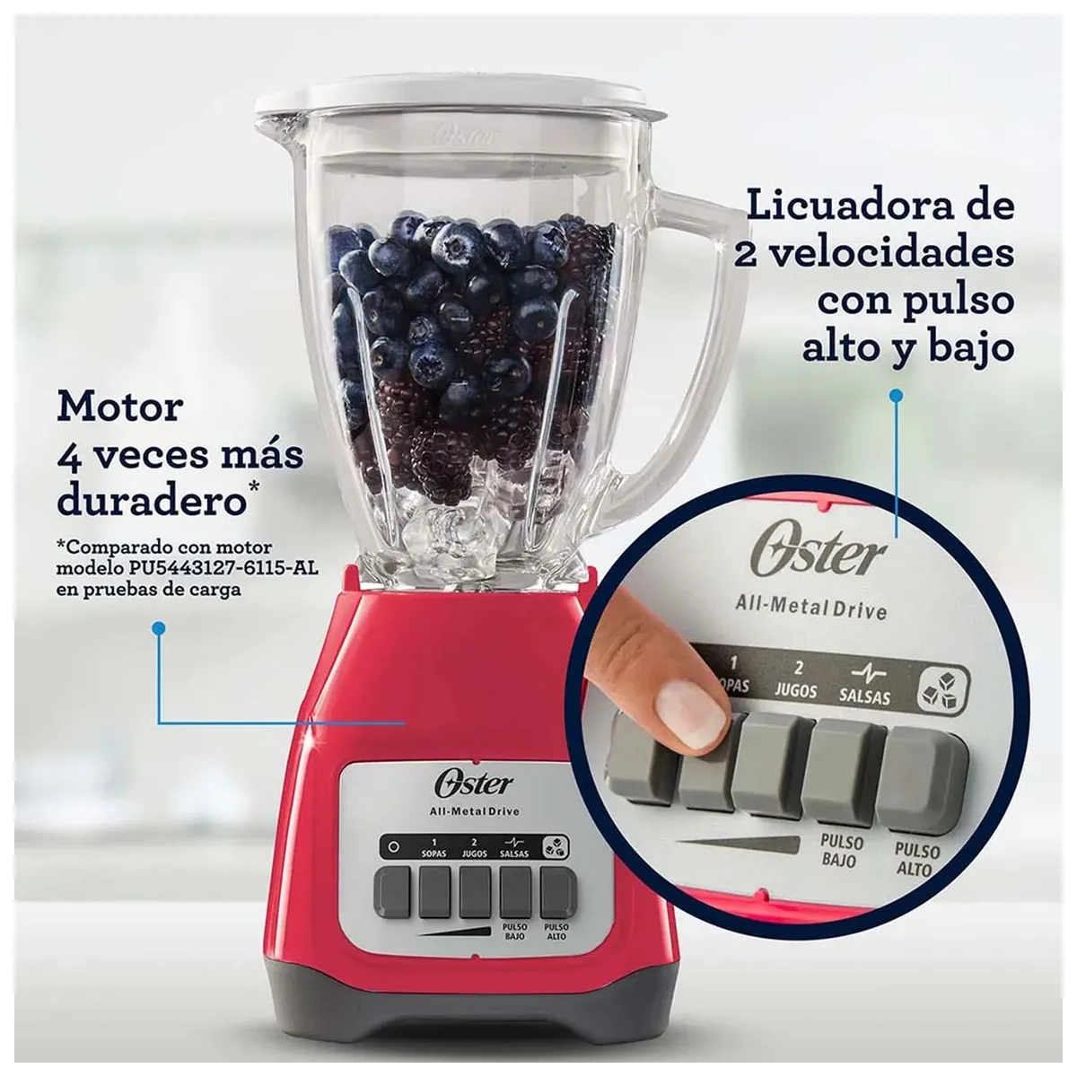 OSTER - Licuadora Oster 2 velocidades y vaso de vidrio BLSTKAGMPB - Sandia