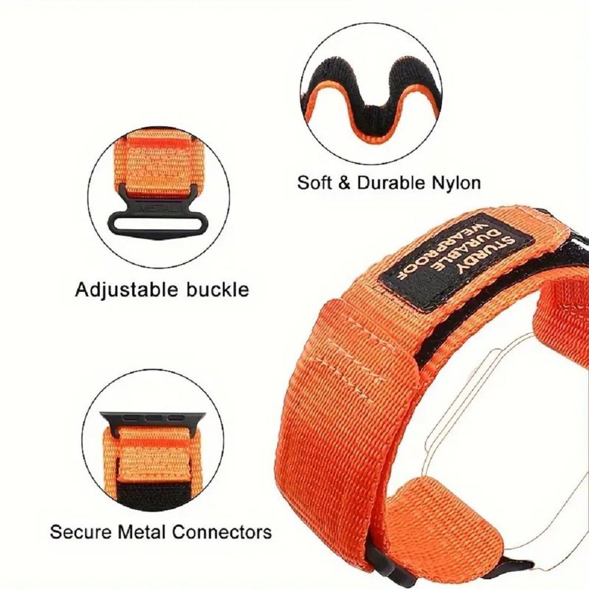 GENERICO - CORREA NYLON DEPORTIVA SMARTWATCHAPPLEWATCH 42444549MM - NARANJA