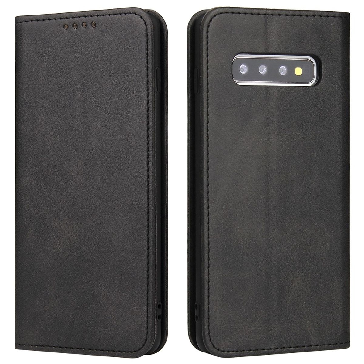 GENERICO - Funda Case para Samsung S10 Plus Flip Cover Negro Antishock Resistente
