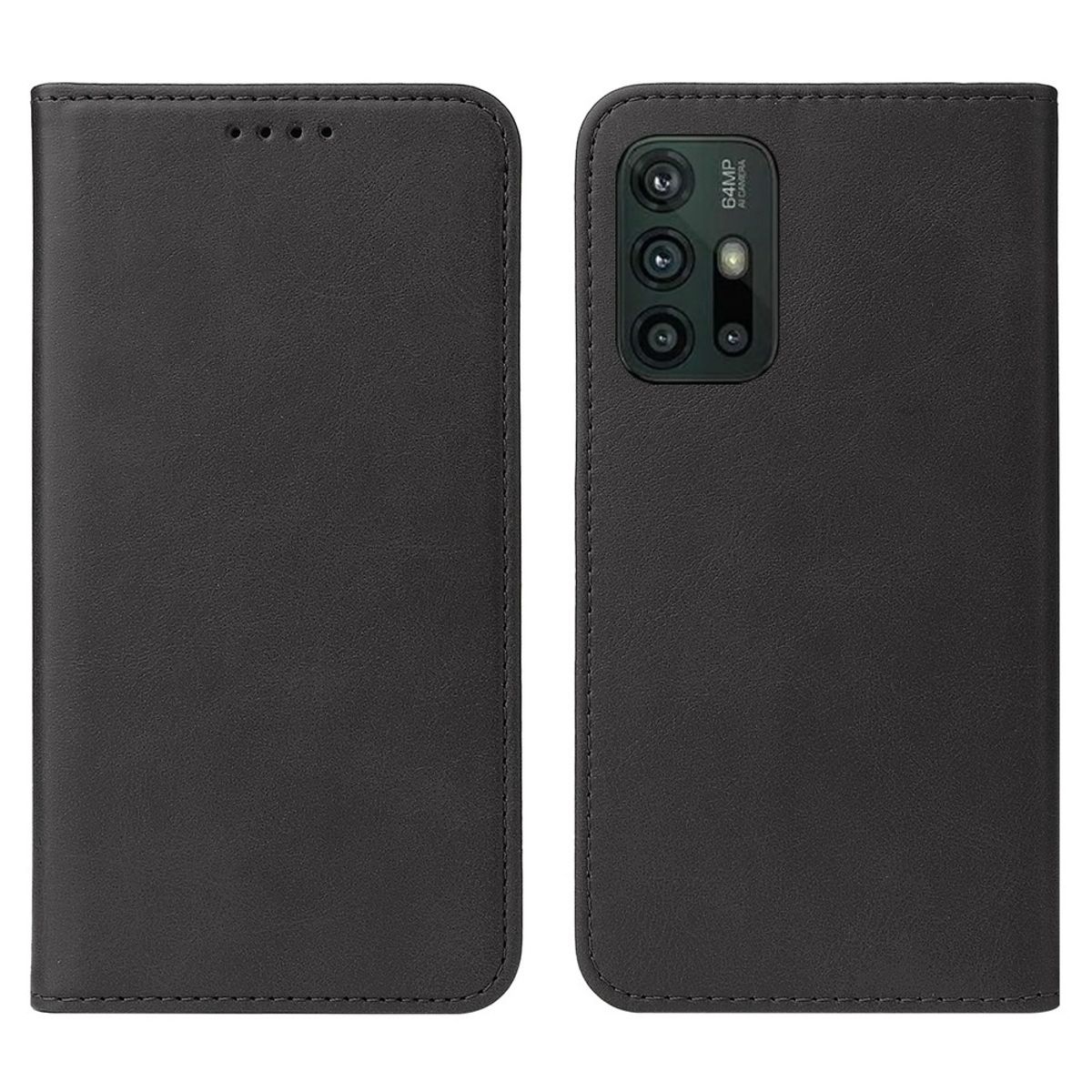GENERICO - Funda para Motorola Moto G30 Flip Cover Negro Antishock Resistente
