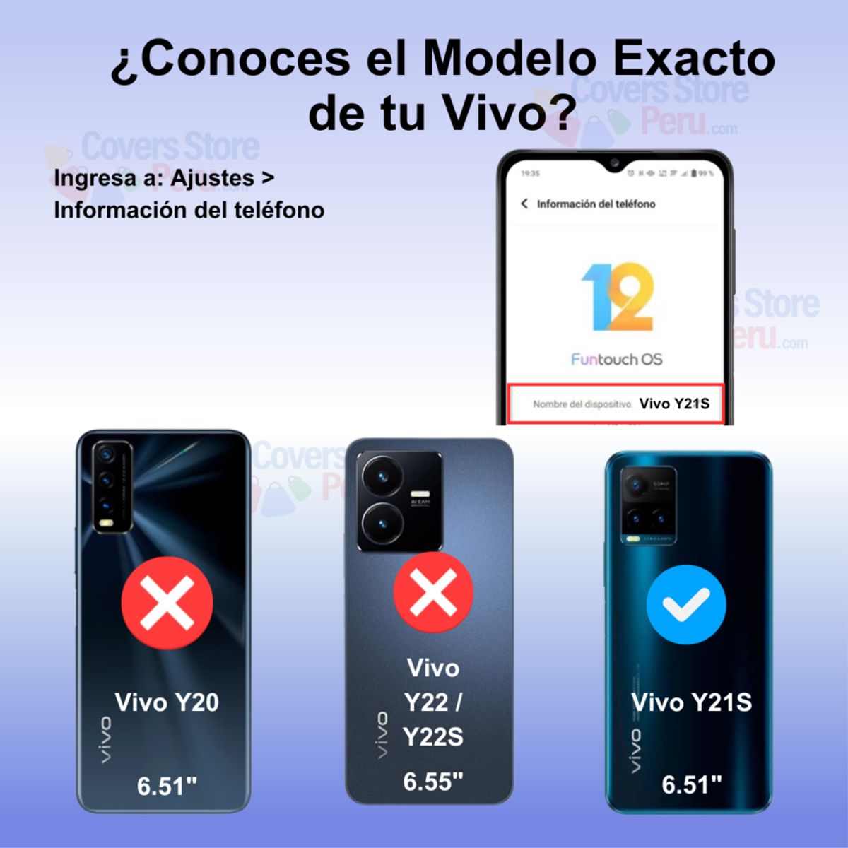 GENERICO - Funda Case para Vivo Y21S Flip Cover Azul Antishock Resistente