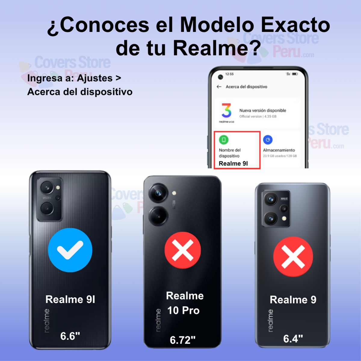 GENERICO - Funda Case para Realme 9I Flip Cover Azul Antishock Resistente