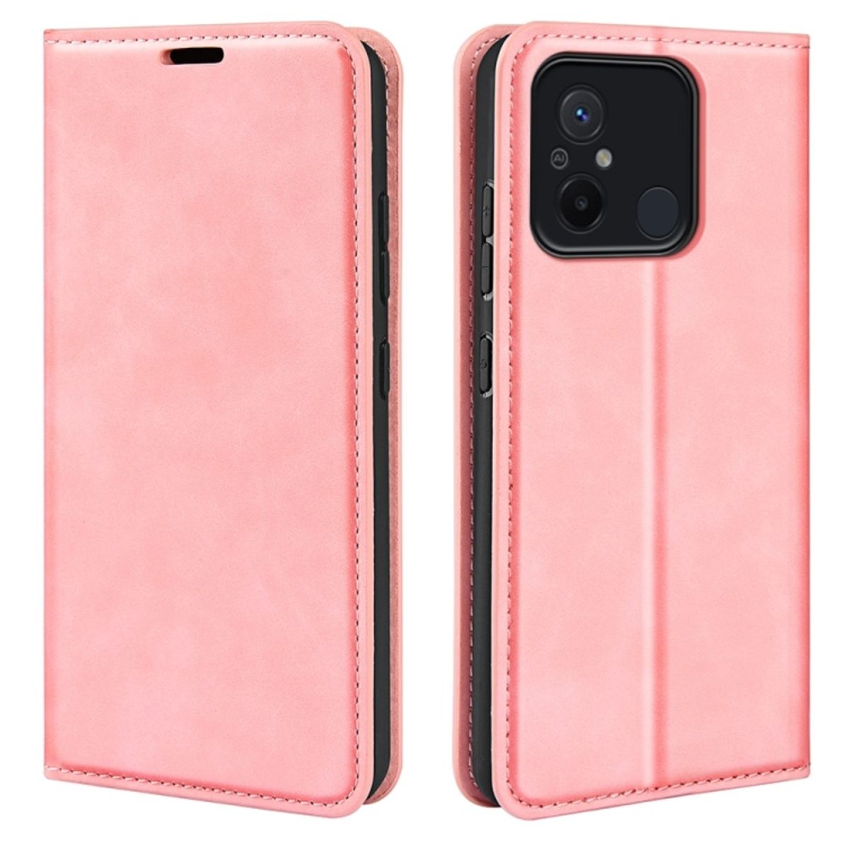 GENERICO - Funda Case para Xiaomi Redmi 12C Flip Cover Rosa Antishock Resistente