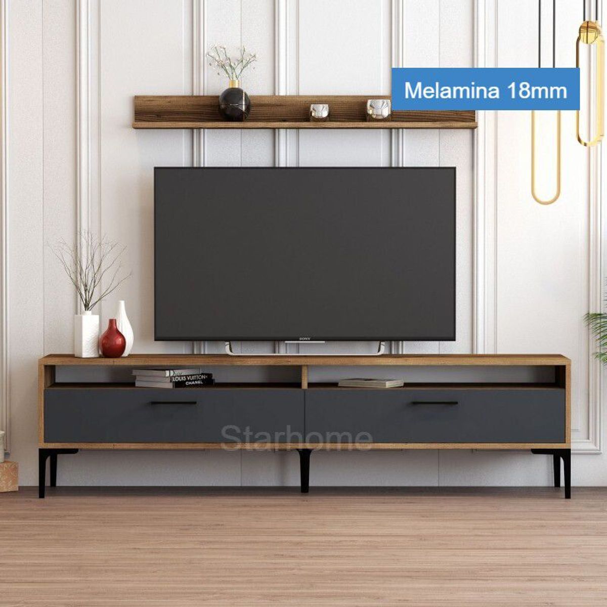 STARHOME - CENTRO DE ENTRETENIMIENTO STARHOME SOCHI CON REPISA ROBLE Y PLOMO