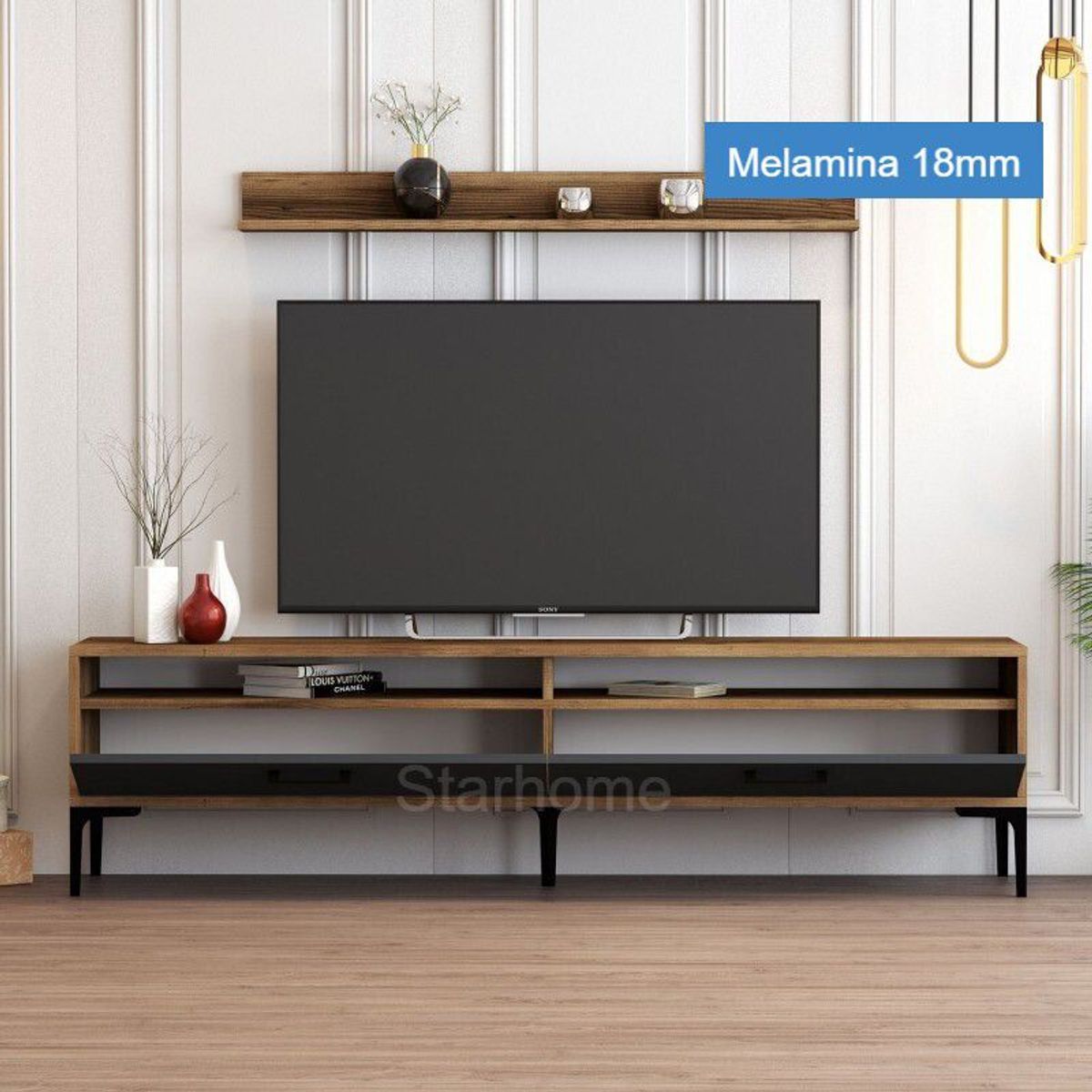 STARHOME - CENTRO DE ENTRETENIMIENTO STARHOME SOCHI CON REPISA ROBLE Y PLOMO