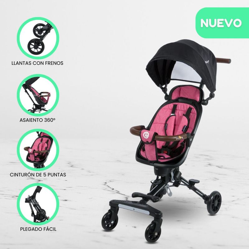 EBABY - Coche Plegable Giratorio 360º «EASY TRAVEL» Pink