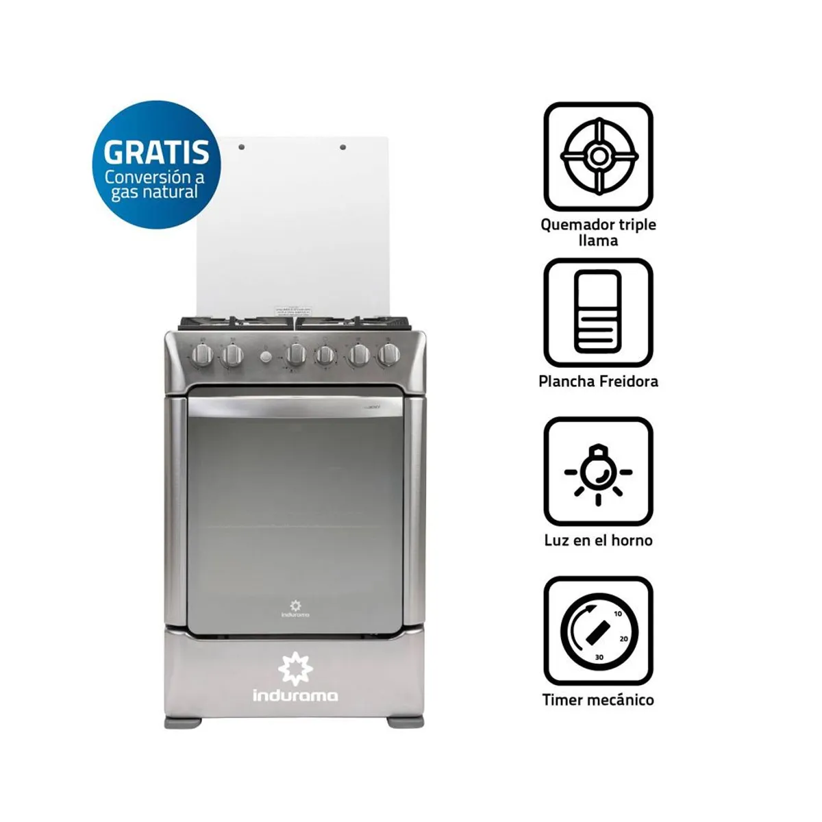 INDURAMA - Cocina Indurama a Gas 4 Hornillas Florencia Zafiro