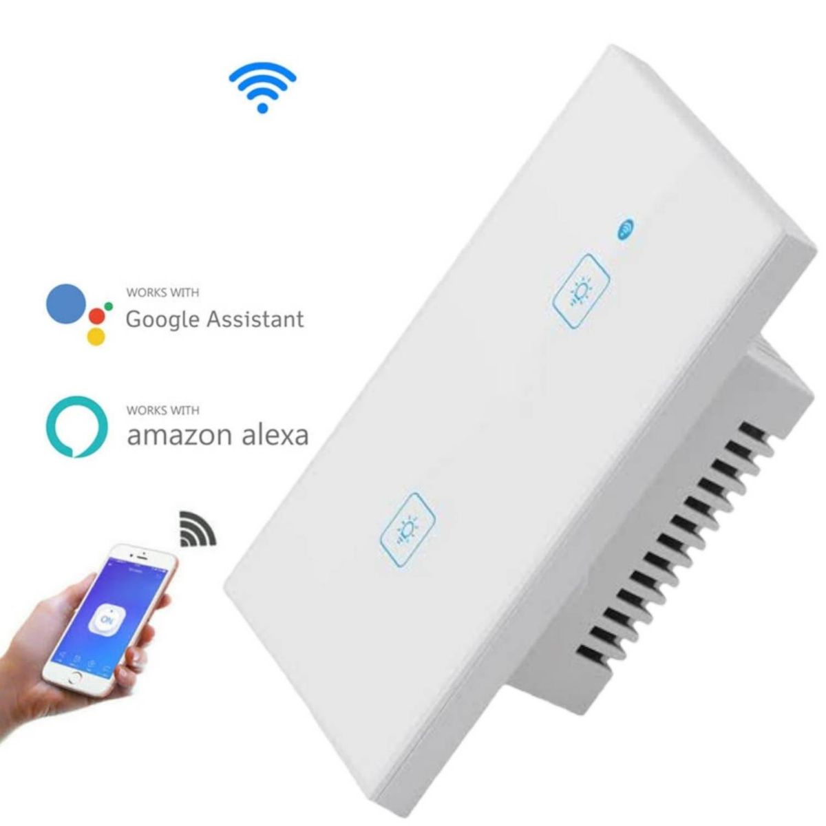 OEM - Interruptor de Pared con Panel de Vidrio Templado de 2 Bandas WiFi