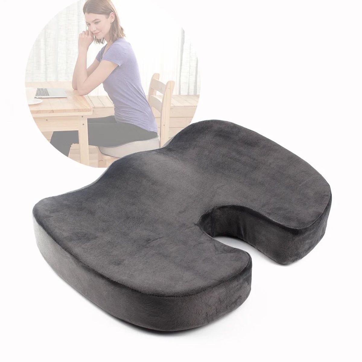 CARJOLLITY - Cojín asiento ergonómico lumbar auto silla de oficina gris