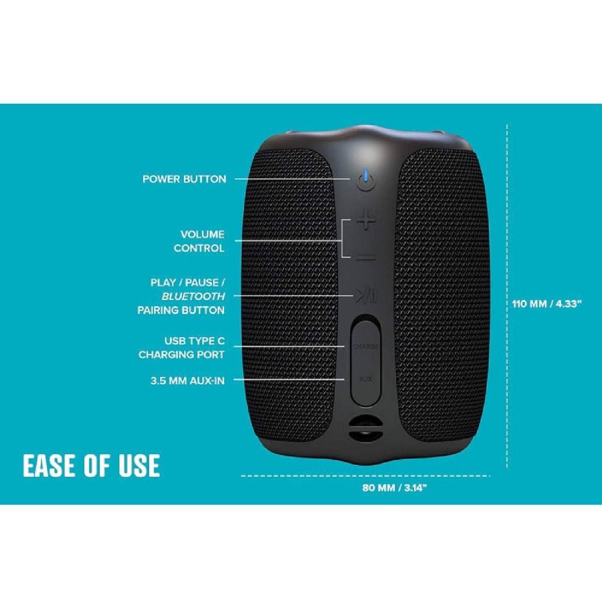 CREATIVE - Parlante Creative MUVO Play Bluetooth 5.0 Waterproof IPX7- Negro