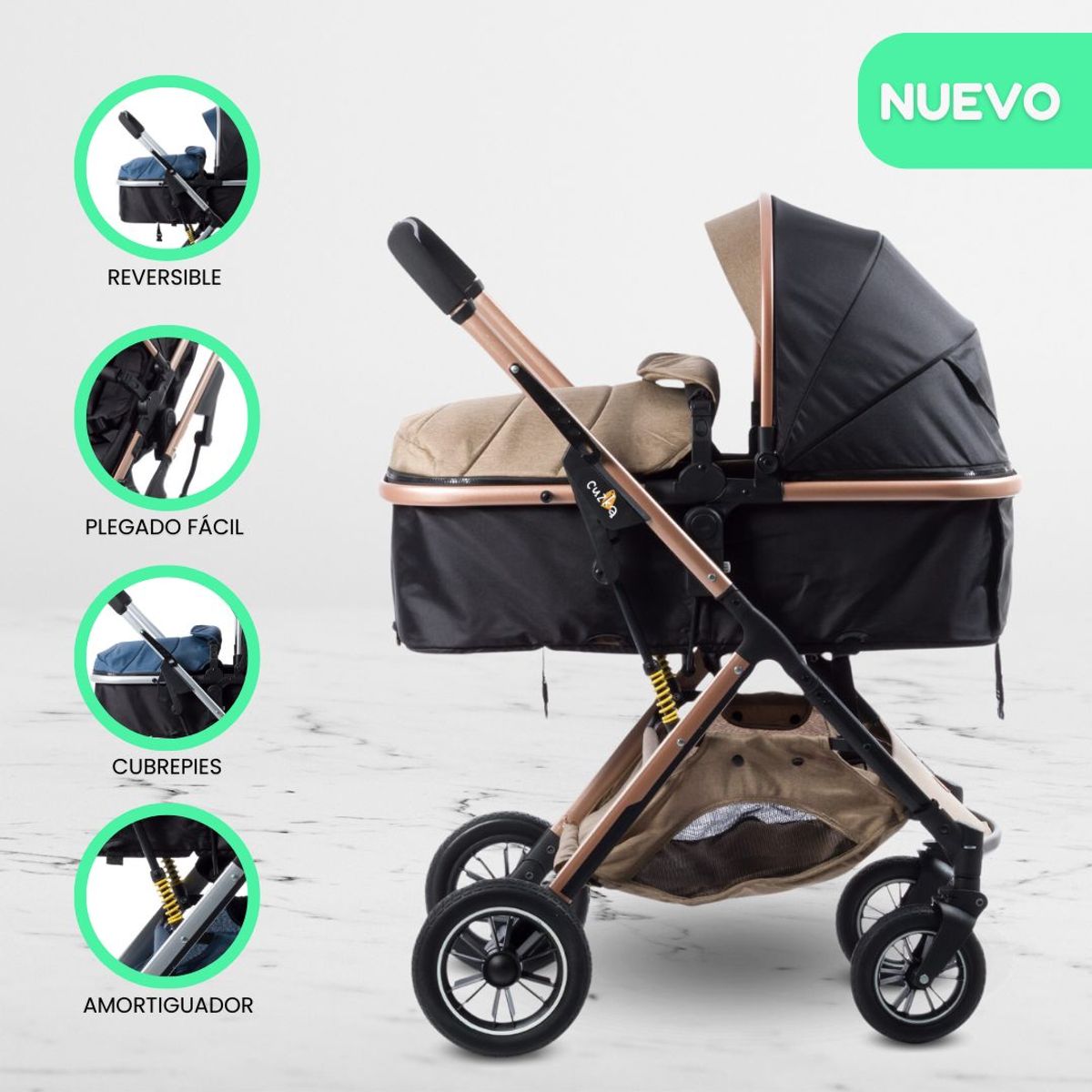 GENERICO - Coche Moises de Lujo «ULTRA INFINITIVE» Beige