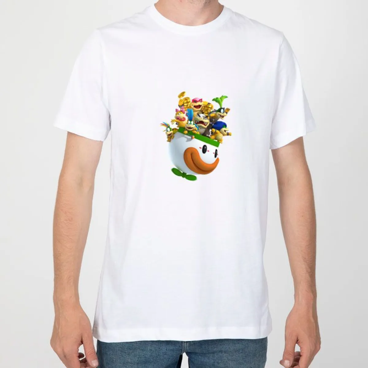 GENERICO - Polo Hombre manga corta diseño Bowser - Blanco