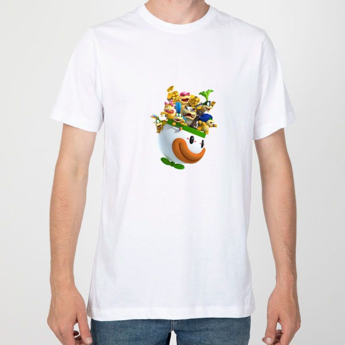 GENERICO - Polo Hombre manga corta diseño Bowser - Blanco