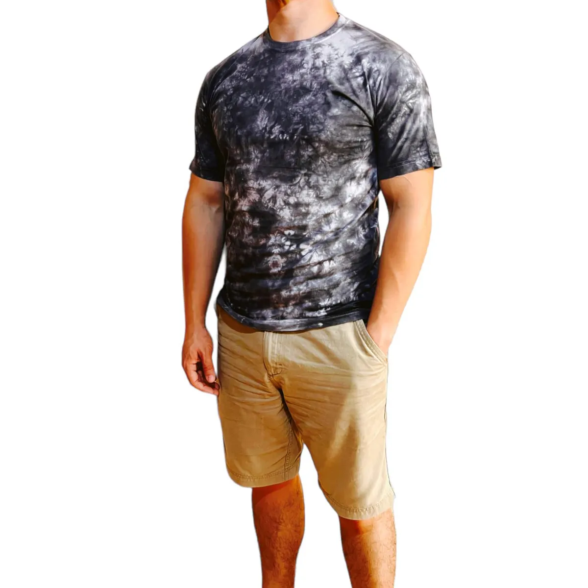 GENERICO - Polo Hombre manga corta diseño Tye die Chicha - Plomo