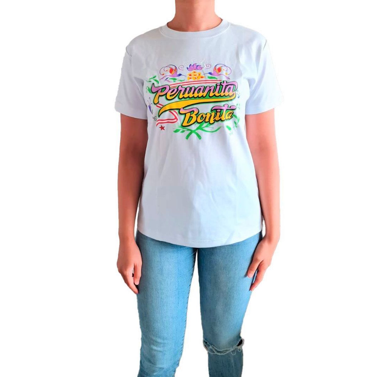 GENERICO - Polo Mujer Diseño Peruanita Bonita - Blanco