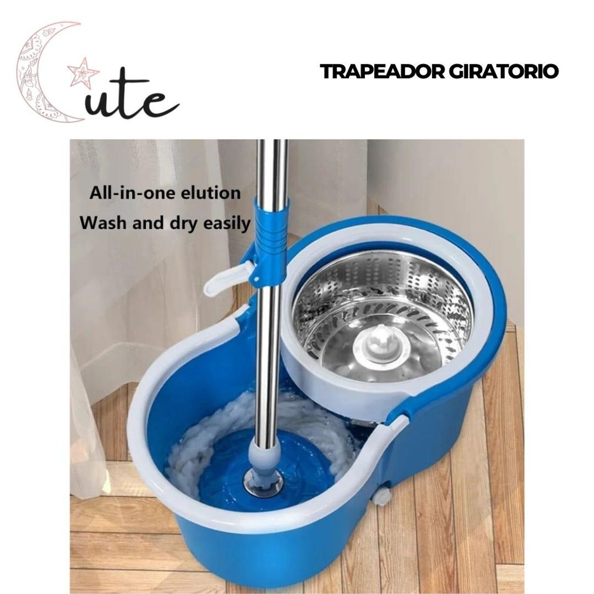 GENERICO - TRAPEADOR GIRATORIO CON ESCURRIDOR AUTOMÁTICO