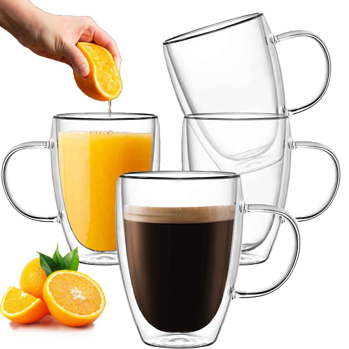GENERICO - Set x 4 Tazas 280ml Doble Pared Vidrio