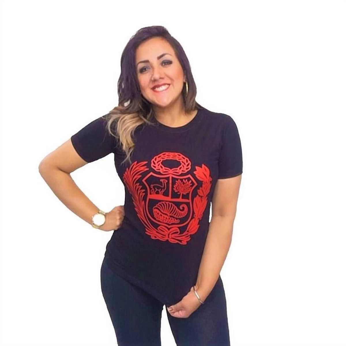 GENERICO - Polo Mujer Escudo Nacional Rojo - Nathalie Love It - Negro