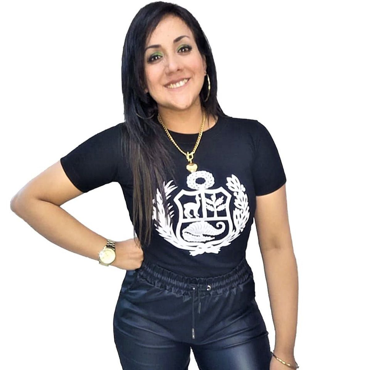 GENERICO - Polo Mujer Escudo Nacional Blanco - Nathalie Love It - Negro