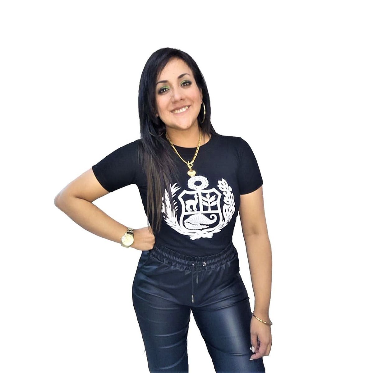 GENERICO - Polo Mujer Escudo Nacional Blanco - Nathalie Love It - Negro