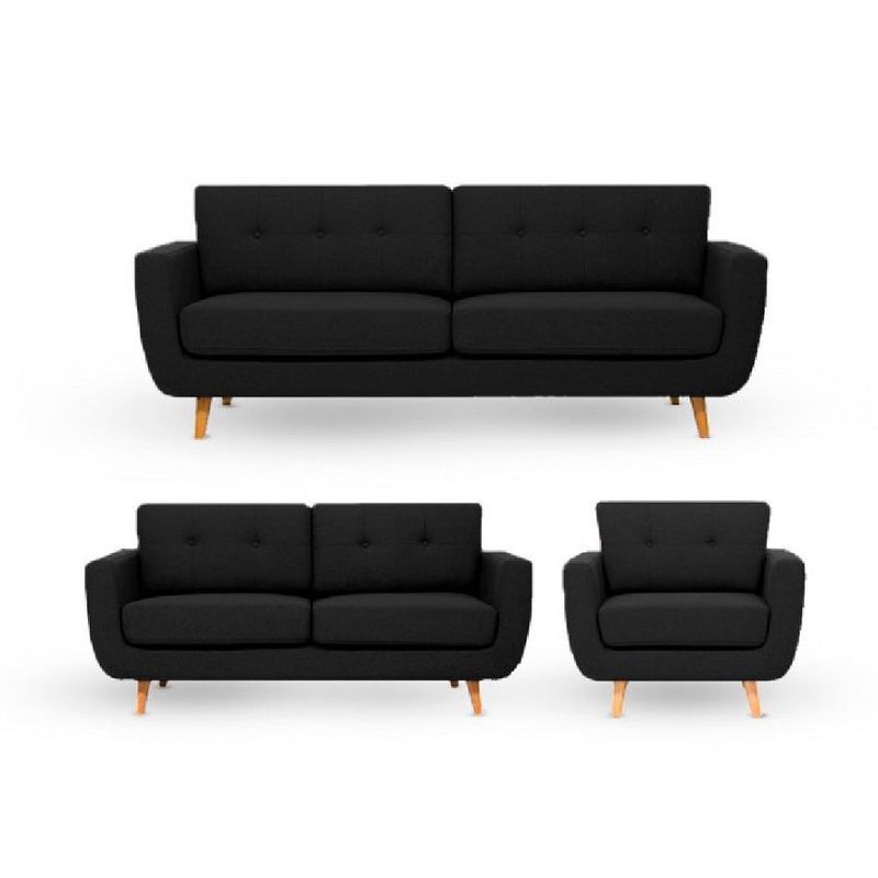 FABIANI HOME - Juego de Sala Vintage 3-2-1 SAM Fabiani Negro
