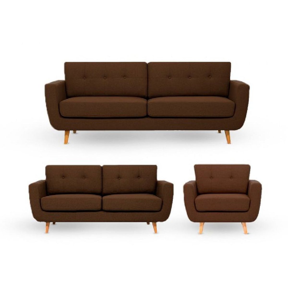 FABIANI HOME - Juego de Sala Vintage 3-2-1 SAM Fabiani Marrón