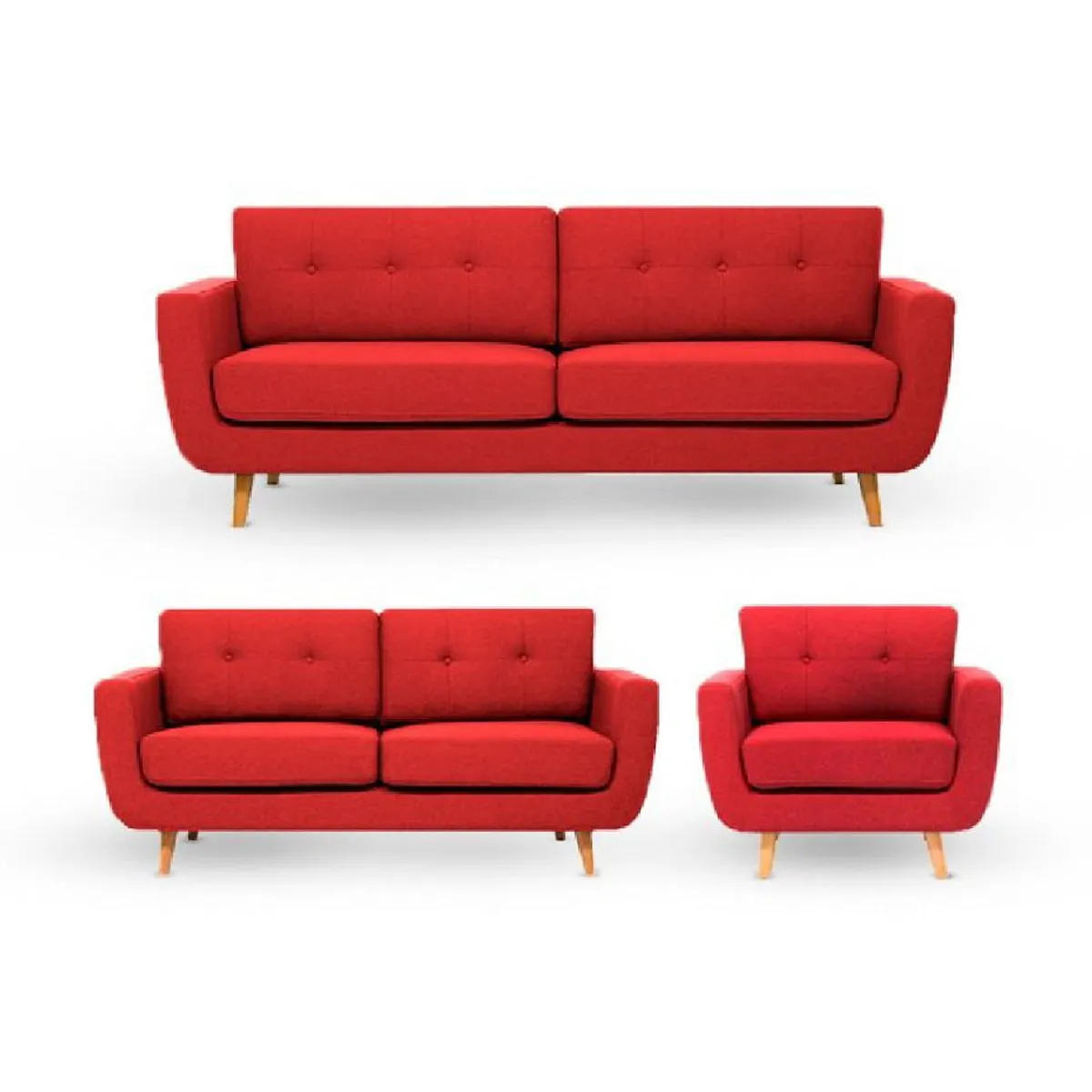 FABIANI HOME - Juego de Sala Vintage 3-2-1 SAM Fabiani Rojo