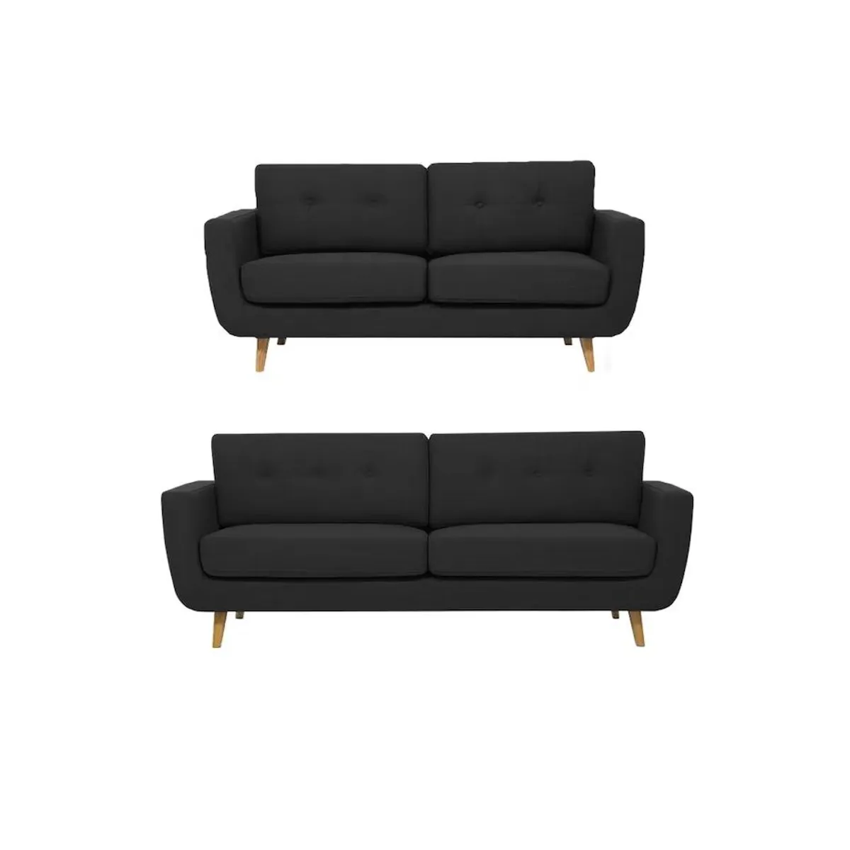 FABIANI HOME - Juego de Sala Vintage 3-2 SAM Fabiani Negro