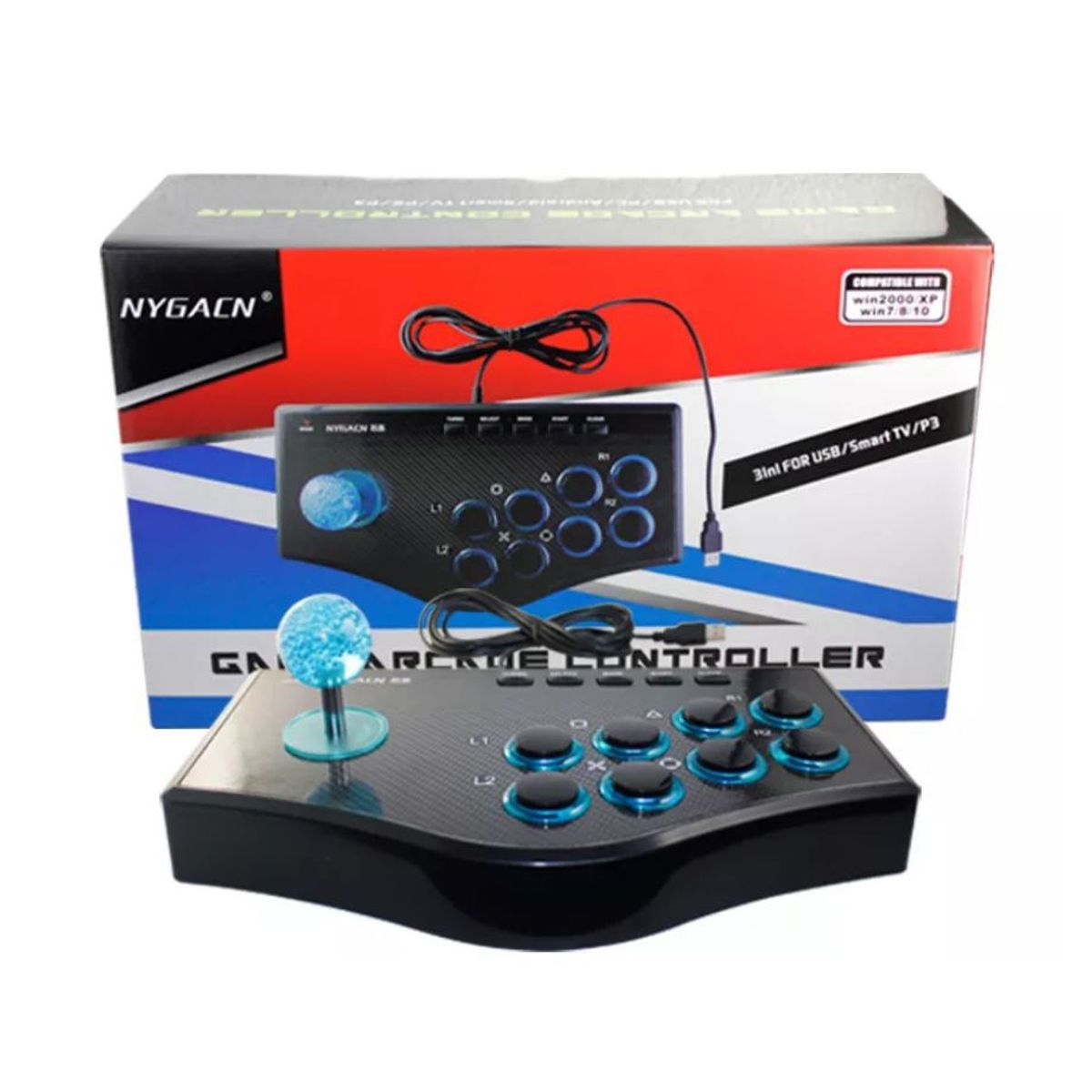 SEISA - Gamepad Arcade - 13 Botones - Para Android Pc Smar Tv Ps2 Ps3