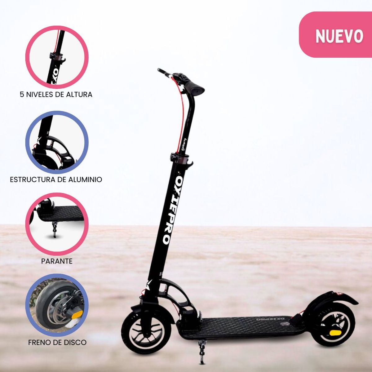 OXIEPRO - Scooter Grande de Aluminio «URPI» Black