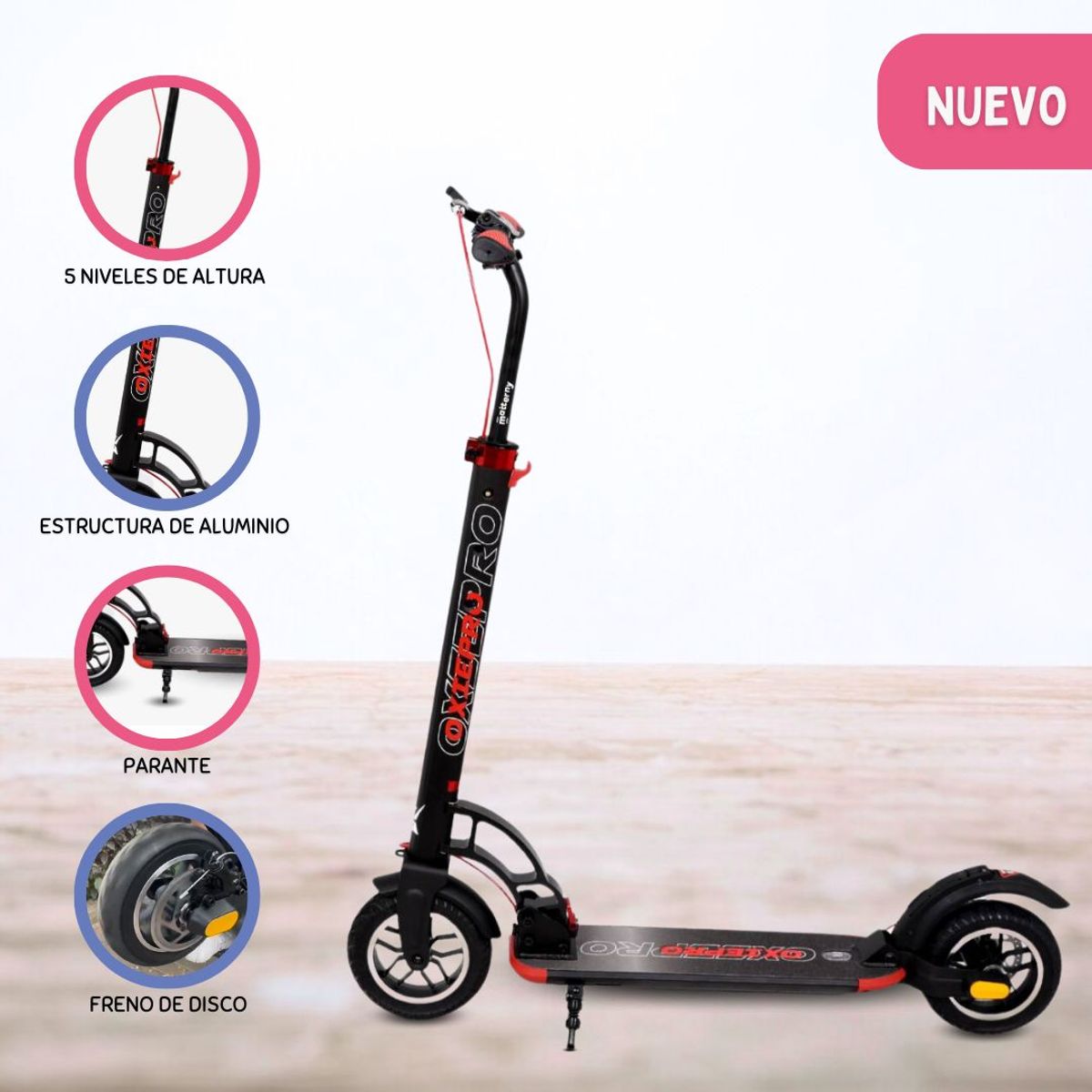 OXIEPRO - Scooter Grande de Aluminio «URPI» Red