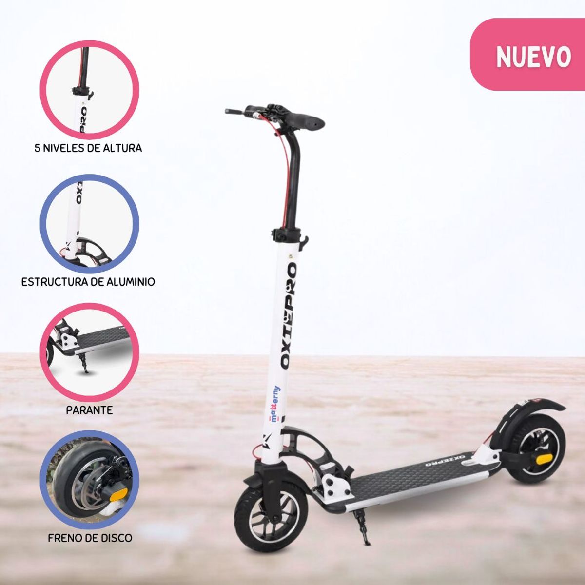 OXIEPRO - Scooter Grande de Aluminio «URPI» White