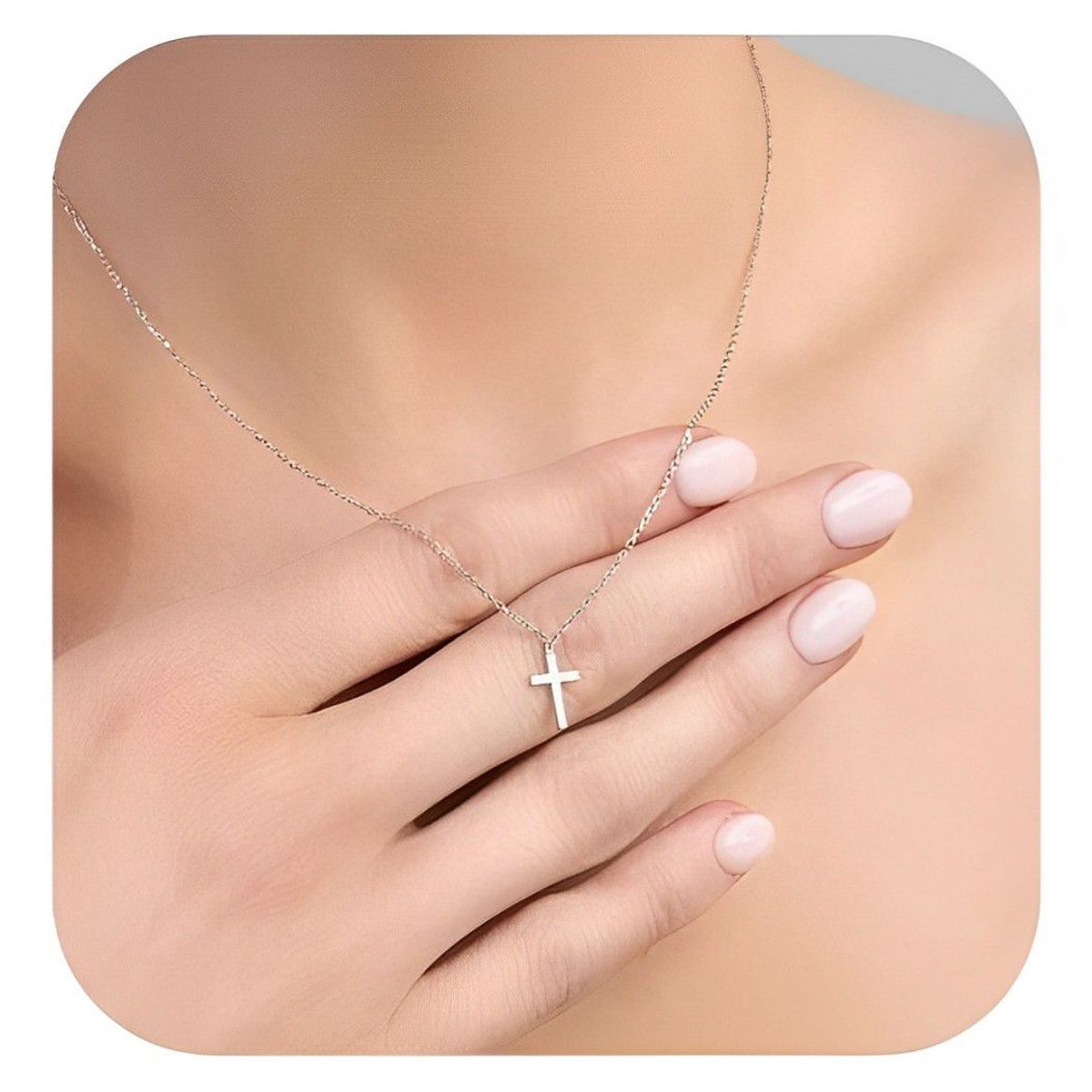 GENERICO - Collar Cruz Fe Religioso Elegante Bautizo Joya Plata