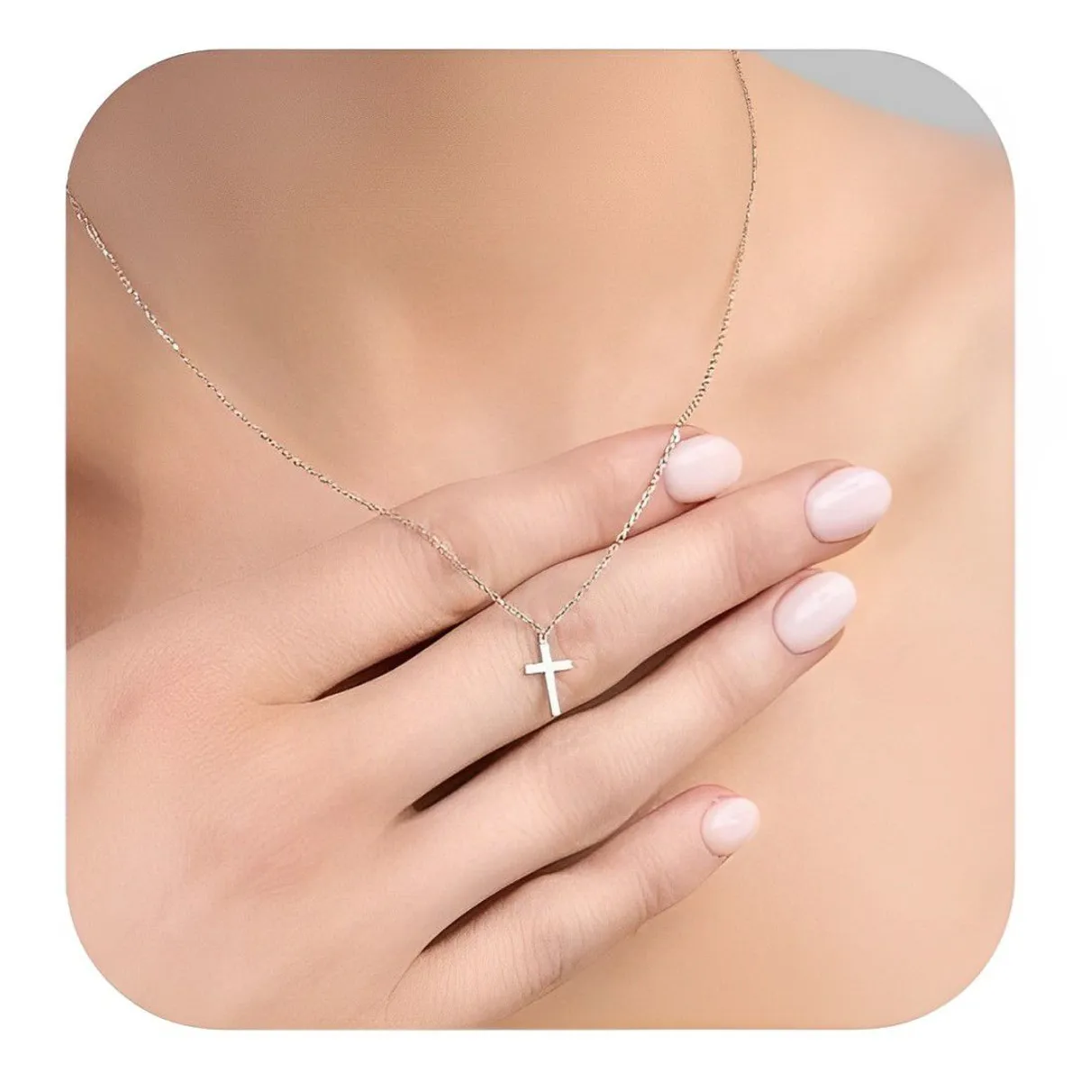 GENERICO - Collar Cruz Fe Religioso Elegante Bautizo Joya Plata